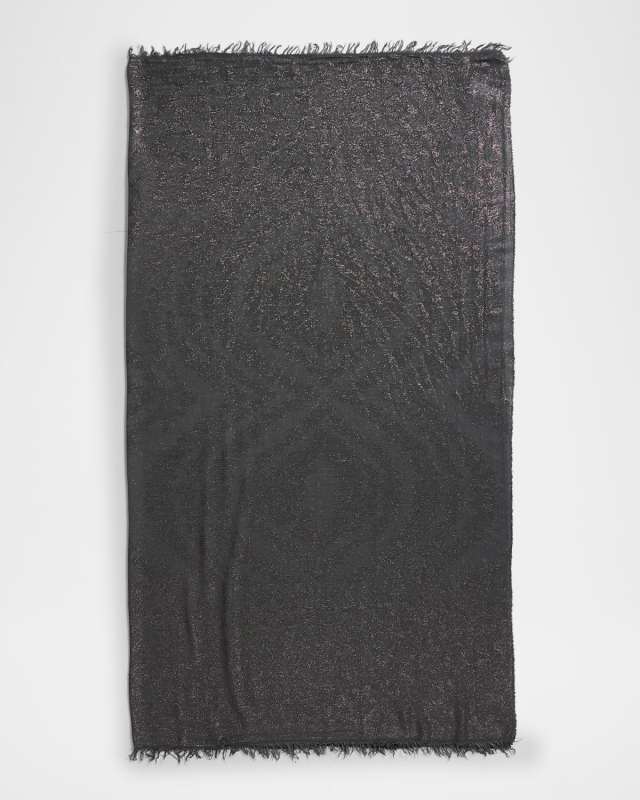 Fringe-Trim Shimmer Jacquard Scarf